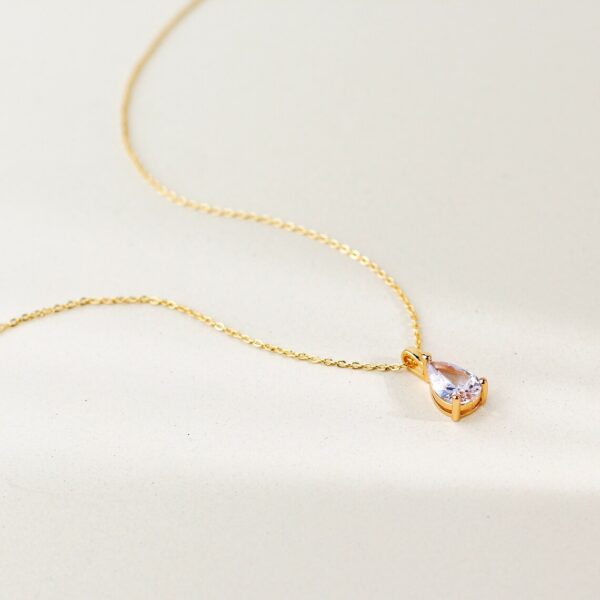 Teardrop Diamond Necklace, Diamond Droplet Pendant, Diamond Solitaire Necklace